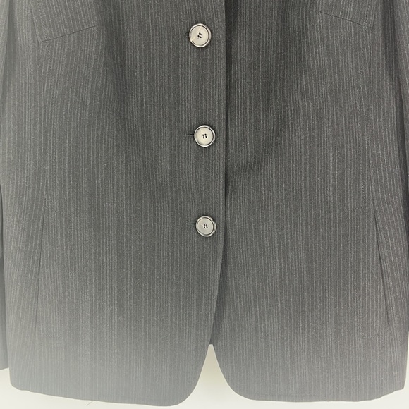 AKRIS punto blazer jacket 100% Wolle laine wool button up 100% leather neck - Picture 3 of 10